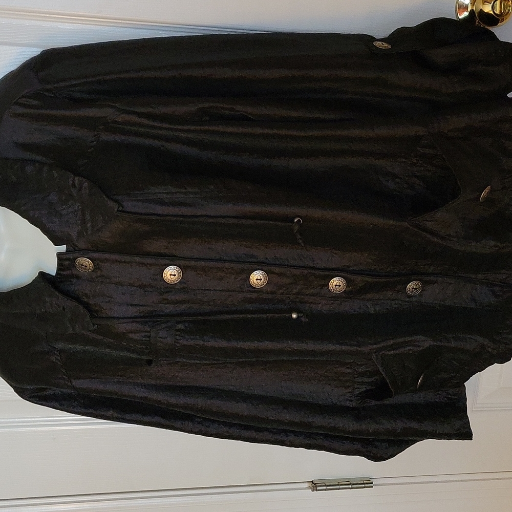 Ruby Rd Black Jacket 18W Silver Button Up - Picture 2 of 9